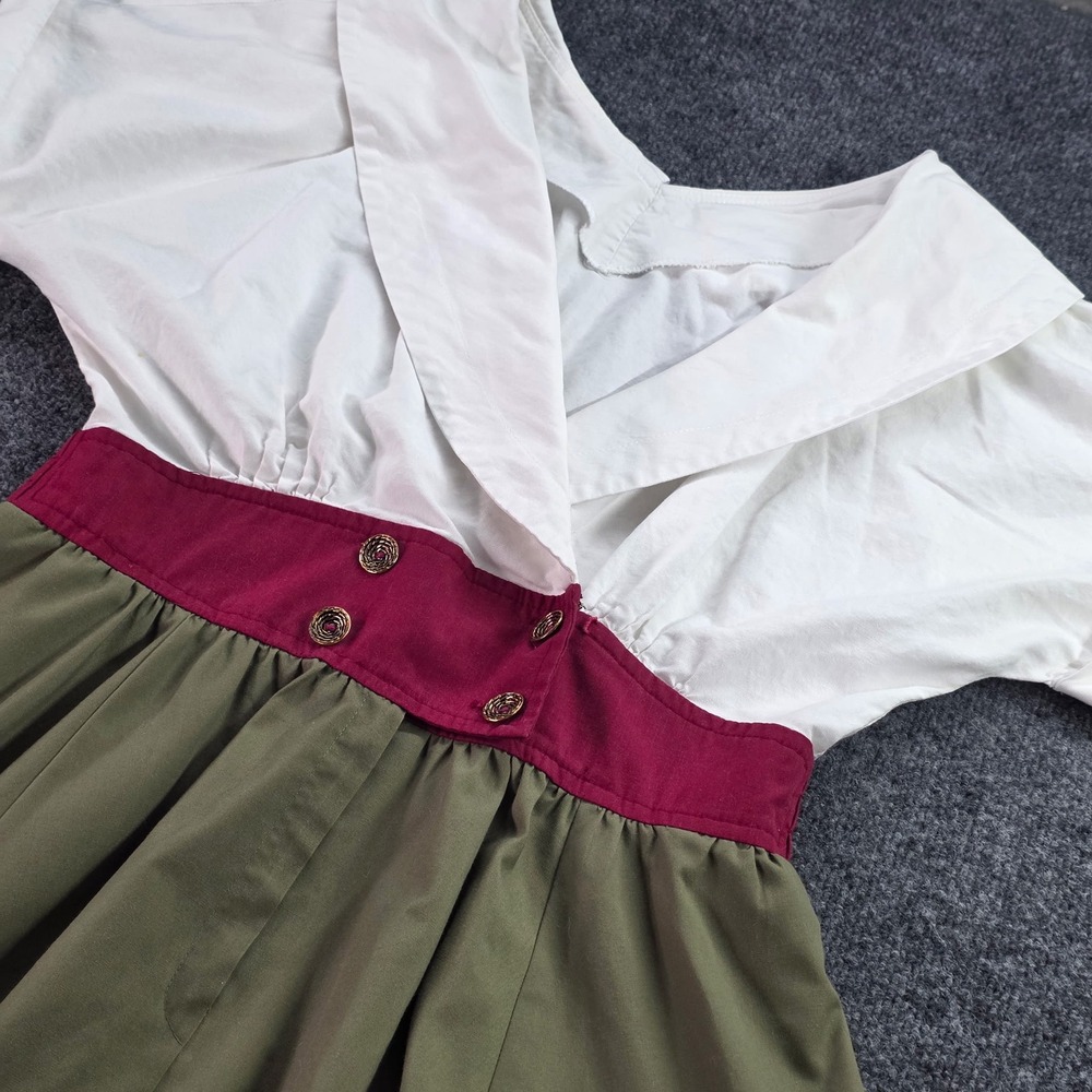 Vintage Midi Dress Colorblock Pockets Retro Womens cottage core Disney Hand Sewn - Picture 2 of 11